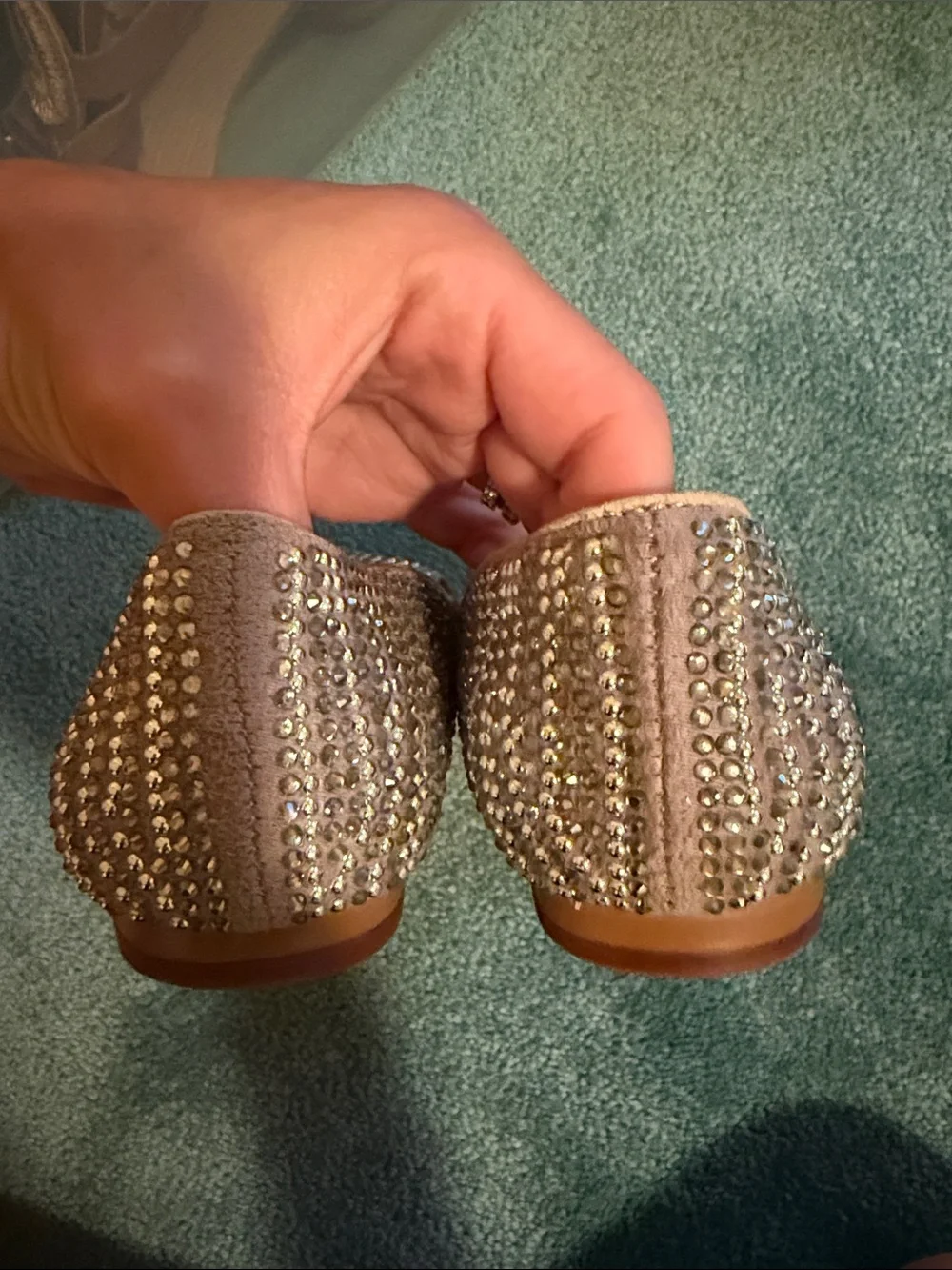 Steve Madden Conncord Silver Crystal-Embellished Slip-On Zebra Flats size 7.5